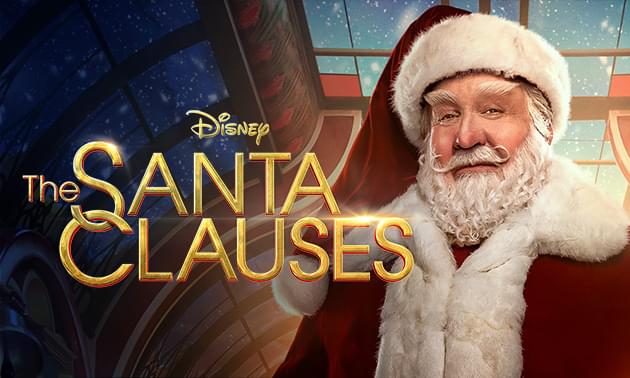 Pôster da série The Santa Clauses, com Papai Noel e personagens natalinos