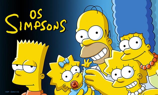 Pôster da animação Os Simpsons, com a família Simpson em destaque