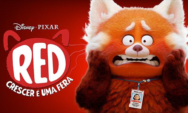 Pôster da animação Red: Crescer é uma Fera, com Mei Lee e sua versão de panda vermelho